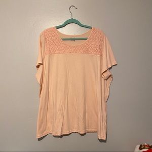 Peach blouse with floral mesh